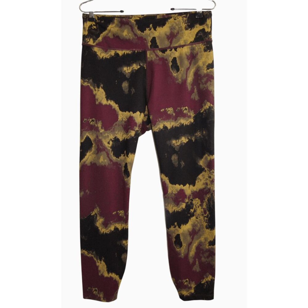 JoyLab Maroon Black and Gold Cloud-Print Leggings